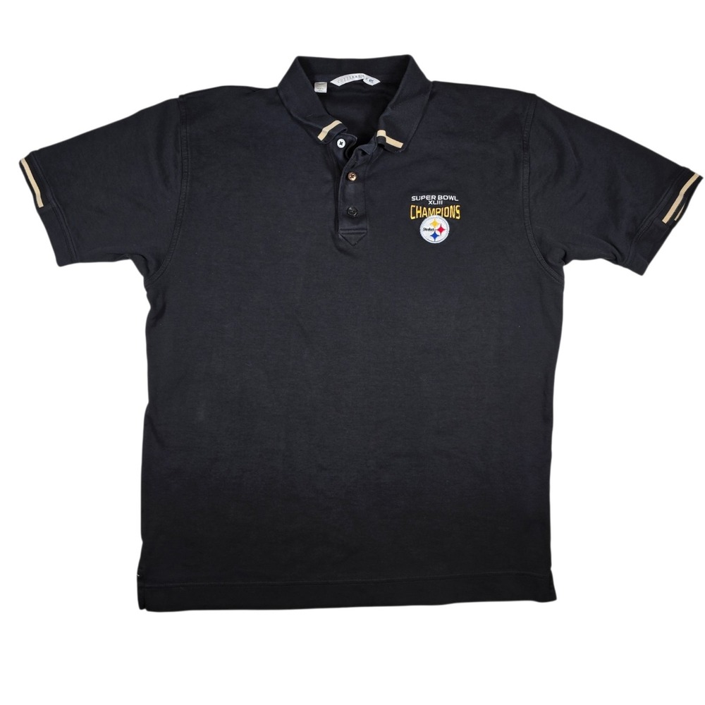 Cutter & Buck Pittsburgh Steelers Super Bowl XLIII Champions Black Polo Men's M